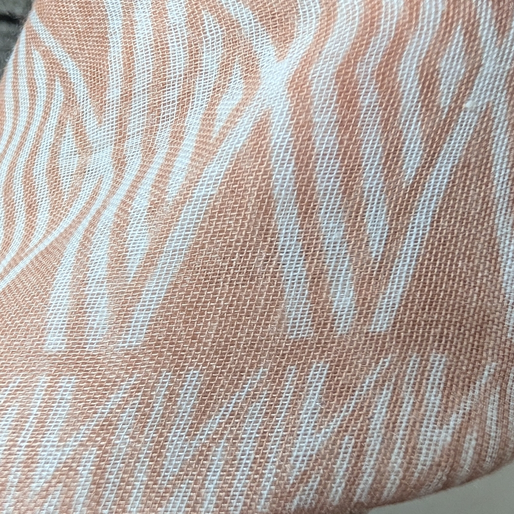 Beige And White Geometric Patterned Infinity Scarf - image 6